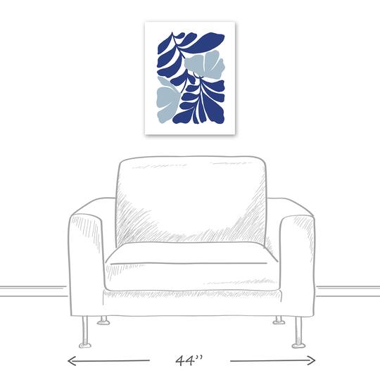 Blue Modern Leaves 16" x 20" Canvas Wall Art